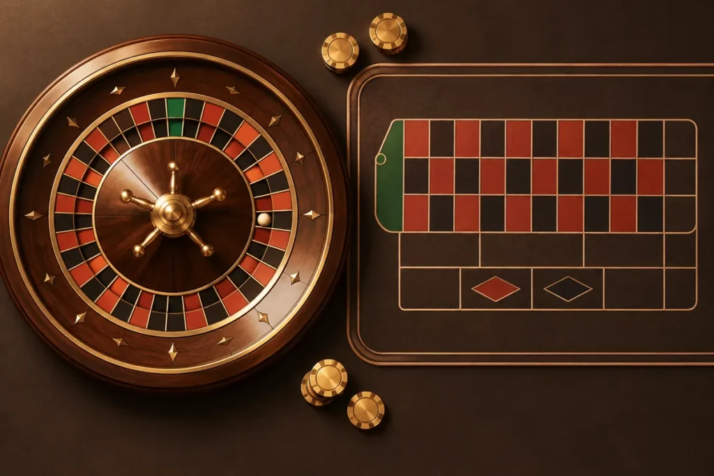 HC777 roulette wheel with a single zero and betting layout