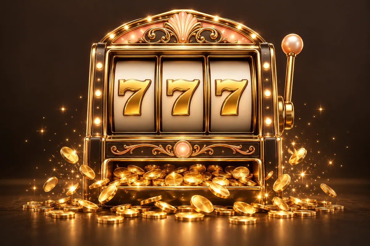 HC777 slots guide: slot machine showing three golden sevens